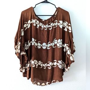 Brown Puakenikeni flowy top